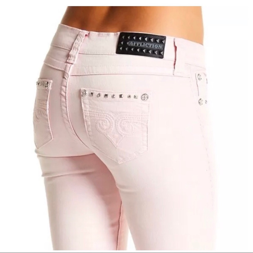 AFFLICTION Women's Denim Jeans Raquel Maxine Pink - Picture 4 of 9